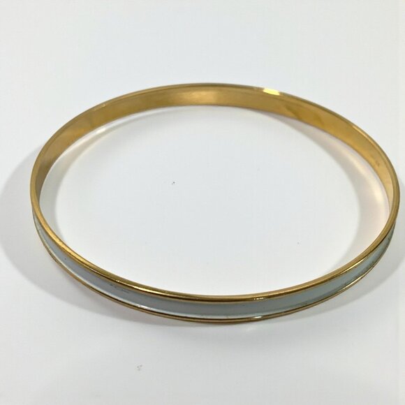 Napier Gold Tone & White Enamel Vintage Bangle Bracelet 2.5" Wide - Picture 6 of 6